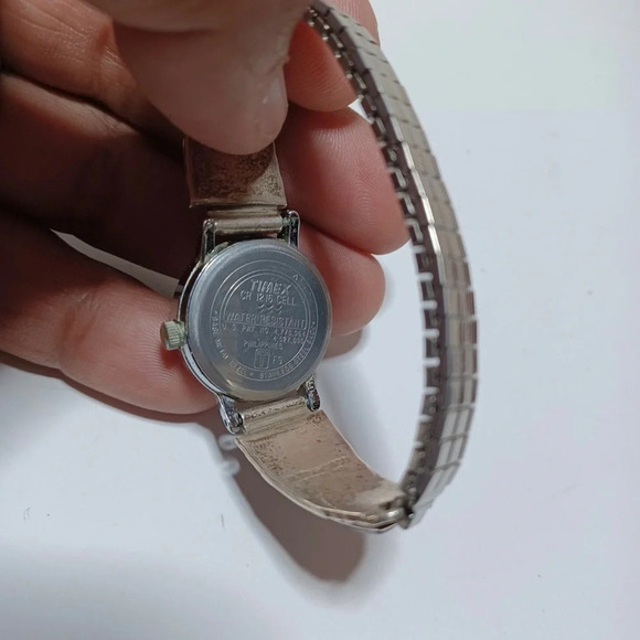 Timex indiglo Vintage Navajo R. Francisco Sterling Silver Stone Inlay Watch Band - Picture 8 of 8